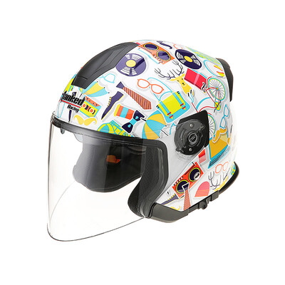 

Tanked Racing Motorcycle Helmet Electric Battery Helmet Double Lens T597 Four Seasons Universal L Code White Modern