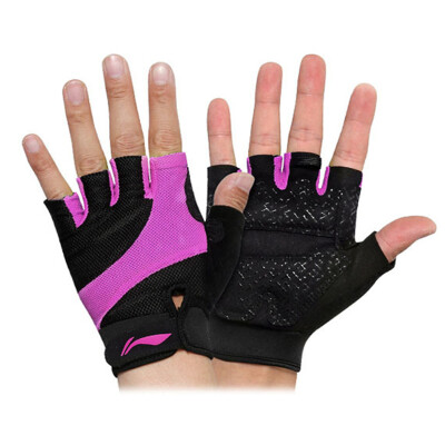

Li Ning LI-NING sports fitness half finger gloves thin wear-resistant anti-skid riding equipment training gloves anti-slip models rose red