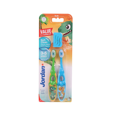 

Jordan baby toothbrush Norwegian brand 3-5 year old baby toothbrush step 2 double support