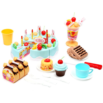 

Babamama Children's Birthday Cake Family Kitchen Toy Simulation Children's Puzzle 1-3 Year-old Baby Gift Set B1005 Blue