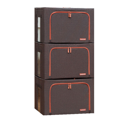 

Youfen storage box Oxford cloth steel frame foldable storage box clothes quilt storage box extra large 66 liters 3 loaded linen red sandalwood