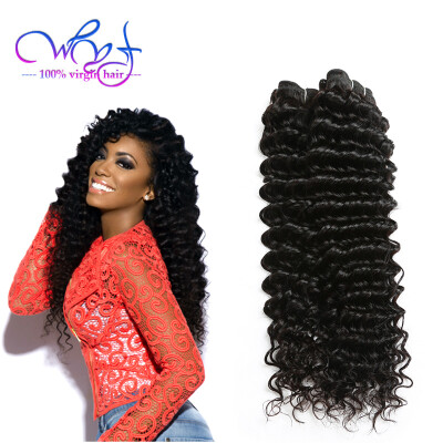 

WYF 2017 Hot Selling Deep Wave Peruvian Virgin Hair Weft 4 Bundles 100% Peruvian Deep Wave Human Hair 8A Peruvian Hair Extension