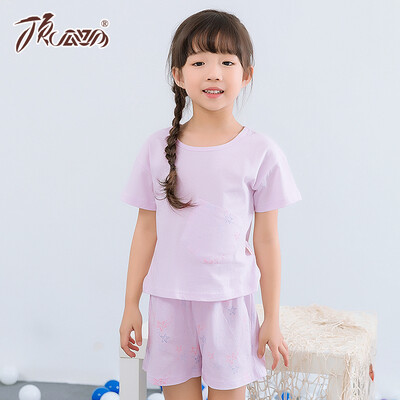 

[Jingdong supermarket] top melon melon (dingguagua) children pajamas girls summer cotton round neck shorts shorts shorts shorts girls home suits 86033 purple 100