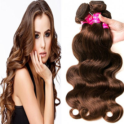 

Aphro Hair Brazilian Virgin Hair 8A Human Hair 4 Bundles Body Wave Hair 4# Light Brown Color 8-28 inches