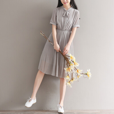 

City Plus CITYPLUS Faculty of Arts and Crafts Wind Chiffon One Piece Retro Swing Skirt CWQZ174450 Gray L