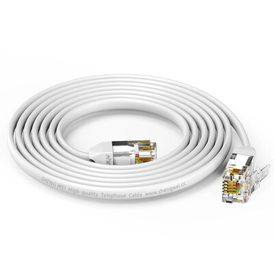 

Win shengwei telephone line 4-core machine multi-strand flat 20 meters white 6P4C voice jumper finished RJ11 extension cord TC-1200B