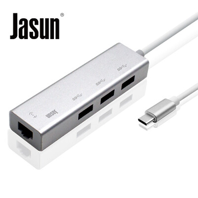 

JASUN USB3.1 Type-C to Gigabit Ethernet 3 USB3.0HUB Hub / Splitter Free 12-inch MacBookUSB-C Splitter Aluminum Alloy JS-058