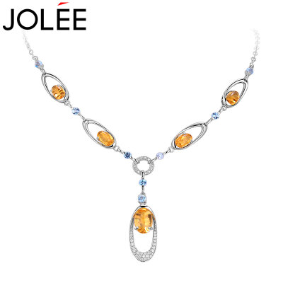 

Yu Lan JOLEE natural crystal necklace S925 silver pendant color gem dinner wedding dress accessories send girlfriend wife gift yellow