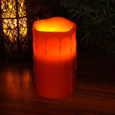 

DFL Flameless Real Wax Dripping Pillar Electronic Candle with Timer for Home Party Wedding Decoration3x5 inches