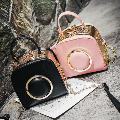 

Jiabaisi Shoulder bag Dome Top-Handle Dazzing Pu leather handbag with detachable Gold Chain sweet Purse multipurpose crossbody bag
