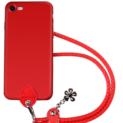 

Pizza Apple iphone7 mobile phone shell Apple 7 silicone full package IP7 scrub shell with lanyard hanging neck red 4.7 inches