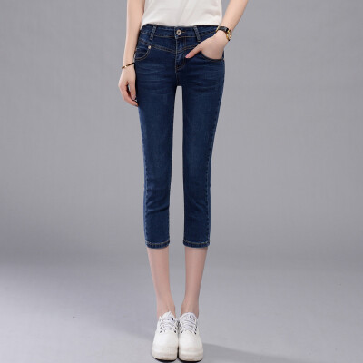 

City plus CITYPLUS art Fan wild casual wind waist pencil pants seven jeans CWKN174152 light blue 27