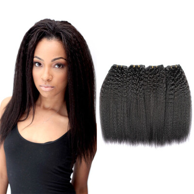 

7A Malaysian Virgin Hair Kinky Straight Hair Weave 5 Bundles 100% Yaki Human Hair Extensions Malaysian Straight Hair Color 1B