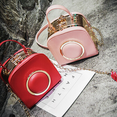 

Jiabaisi Shoulder bag Dome Top-Handle Dazzing Pu leather handbag with detachable Gold Chain sweet Purse multipurpose crossbody bag