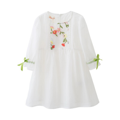 

Fragrance Flordeer French Kids Girl Dress Chiffon Embroidered Skirt Princess Dress F71012 White 100