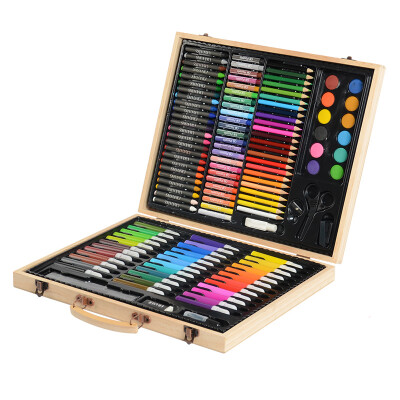 

【 】 Kangda CONDA children's painting stationery suit learning supplies painting tools watercolor pen art stationery 126 wooden box set