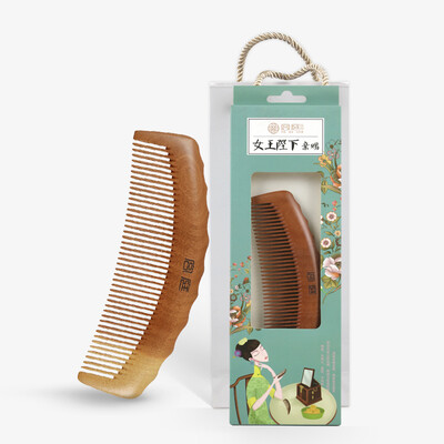 

Palace Court Peach Wood comb half moon ripple close tooth birthday gift gift box packaging MX4-2