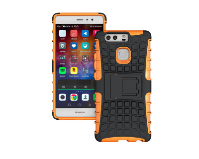 

Huawei P9 CaseGangxun Heavy Duty Armor Dual Layer Rugged Hybrid Hard Shockproof Case with Kickstand for Huawei P9 Cover (orange)