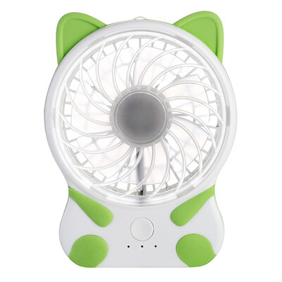 

Times the cartoon kitten fan fan fan fan mini mute portable charge handheld fan green
