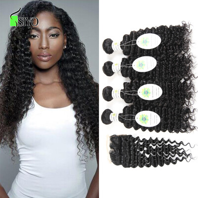 

Malaysian Deep Wave With Closure Malaysian Virgin Hair 4 Bundles With Lace Closure Malaysian Deep Curly Virgin Hair With Closure