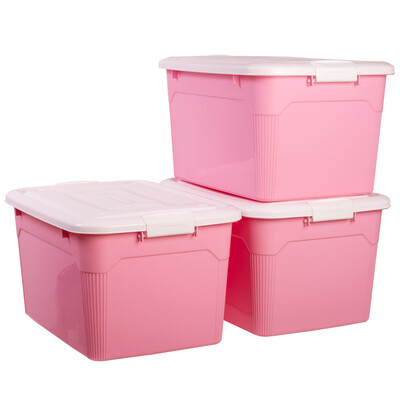 

Baicaoyuan plastic storage box storage box multi-function storage box storage box lid large 60L 3 packs of cherry powder