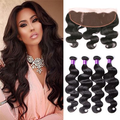 

Ear To Ear Lace Frontal Closure With Bundles Peruvian Virgin Hair Body Wave With Closure Human Hair Lace Frontals With Baby Hair