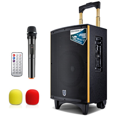 

Double SN-11 8-inch outdoor rod speaker with wireless microphone square dance audio portable high-power loudspeaker black