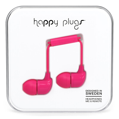 

Happy Plugs In-Ear Ear Earphone Headset Fashion Music Headset Apple Andrews Mobile Phone Headset Scandinavian Design Swedish Light Tide Brand Cherry Red