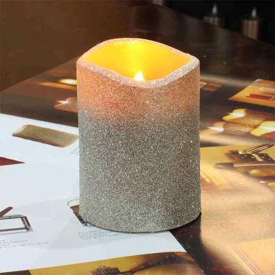 

DFL Flickering Flameless Real Wax Electronic Led Pillar Candles with Timer Glitter Powder for Christmas Gold 3x4 Inches