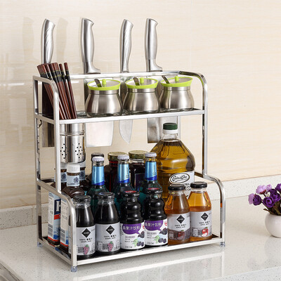 

Ai heart still kitchen racks storage rack stainless steel 201 upgrade models two-tier trapezoidal insert rack 2035A with chopsticks cup with 4 hooks