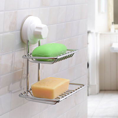 

Jingdong Supermarket Shuangqing home sucker soap rack double soap rack leaching soap box bathroom soap tow SQ-1022