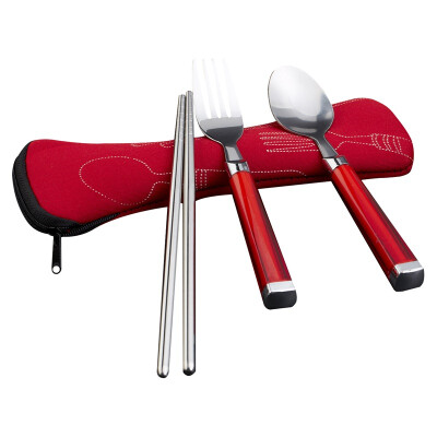 

Jingdong supermarket Tangzong chopsticks portable chopsticks fork spoon set of tableware T360 color random