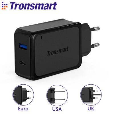 

[2 порта] Tronsmart W2PTU Quick Charge 3.0 USB зарядное устройство с USB типа C для Xiaomi для LG G5 Fast телефона зарядное устройство адаптер
