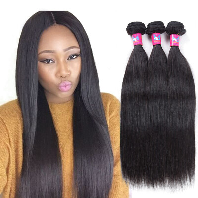 

100% Unprocessed Human Hair Peruvian Virgin Hair Straight 3 Bundles Natural Color 8"-26" Silky Peruvian Straight Virgin Hair