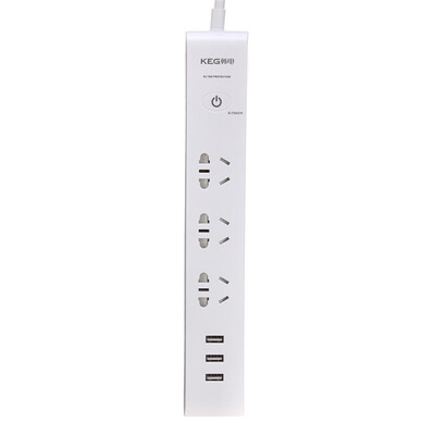 

Han Electronics KEG HD-ZSGBD-03KU3-W USB intelligent touch switch small S Apple white 18 m anti-surge lightning protection overload plug-in plug