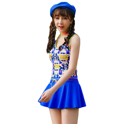 

QIHAI (QIHAI) children's swimsuit conjoined skirt baby hot spring girls swimwear fashion sports swimwear 7626-3 blue XL code
