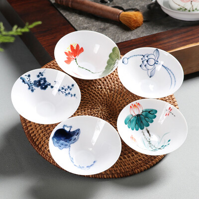 

【Jingdong Supermarket】 Baihong Dehua high white jade porcelain thin tires tea cup pure hand-painted products cup cup master cup pottery Kung Fu tea with light hatside cup single cup variety of random delivery