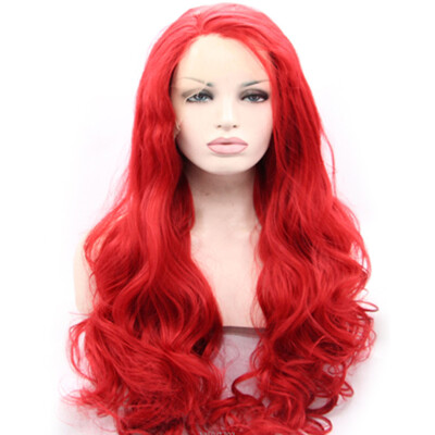 

Anogol Handmade Wave Long Body Wavy Red Glueless Heat Resistant Fiber Natural Fully Hair Wigs Synthetic Lace Front Wig