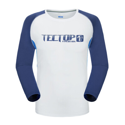 

Tectop quick-drying T-shirt outdoor men and women models breathable quick-drying T-shirt round neck long-sleeved color printing speed dry clothes men white M