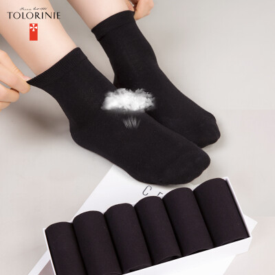 

TOLORINIE casual women socks combed cotton pure black socks female summer breathable stockings casual thin section of female stockings [6 double] K7634M0010