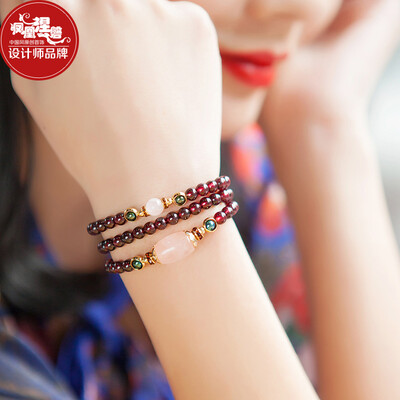 

Phoenix Nirvana red garnet bracelet female models multi-turn ladies hand string students jewelry personalized ethnic style jewelry for his girlfriend gift poetry Rui bracelet multi-layer