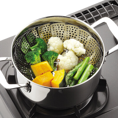 

【Jingdong Supermarket】 Pearl life adjustable size steamer stainless steel steamer folding steamer multi-functional fruit steamer plate C-8700