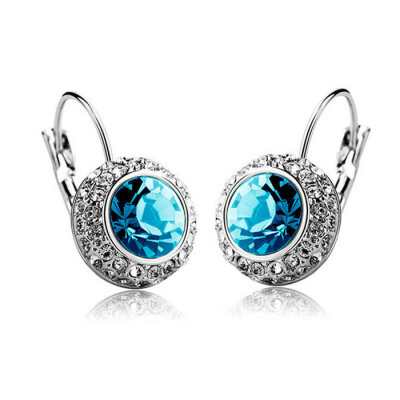 

Yoursfs® 18K White Gold Plated Big Crystal Earrings Use Dark Blue Austrian Crystal Fashion Jewelry