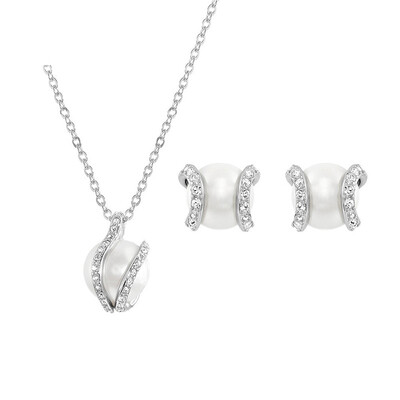 

SWAROVSKI Swarovski кристалл жемчуг серьги ожерелье костюм 1081922