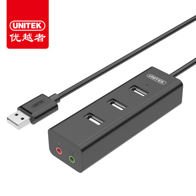

(UNITEK) usb2.0 splitter usb external sound card high-speed hub a drag three interface headset converter two-in-one computer free drive Y-2199BK