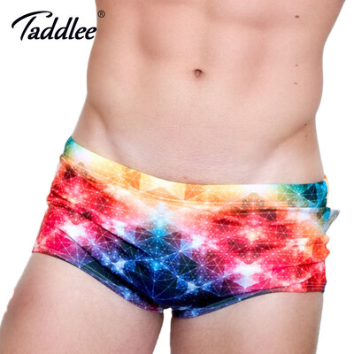 

Taddlee Brand Sexy Men's Swimwear Swimsuits Swim Boxer Briefs 3D Printed Men Board Beach Trunks Low Waist Swimming Bikini Gay