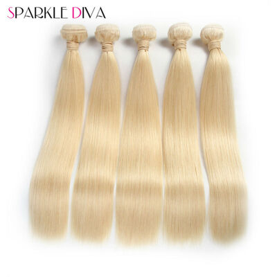 

Brazilian Blonde Straight Hair 100% Human Hair Weaving 10''-24''Inches Bundles Machine Double Weft 10 Pcs Wholesale Price