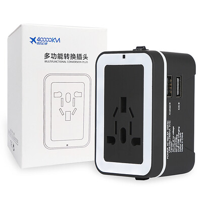 

40000 km universal conversion plugs the world multi-national universal dual USB travel multi-function abroad power charging converter British&American American Standard Australia SW6013 black