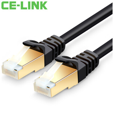 

CE-LINK 1527 CAT7 кабель 10 м чистое покрытие из меди позолочено семь типов двойной экранированной высокоскоростной сетевой перемычки SSTP с медной оболочкой сетевой компьютер маршрутизатор сетевой кабель черный