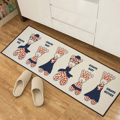 

Green bathroom cotton linen mat fabric mat kitchen anti-slip door mat giraffe 45120cm